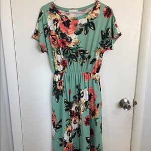 Mint floral midi dress